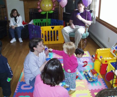 Mia and Isabella playing at party