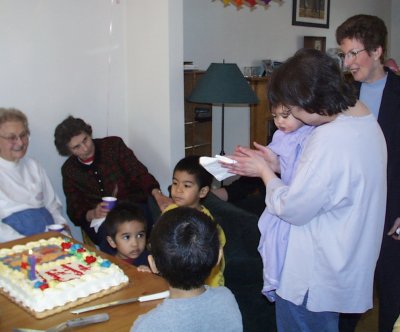 Mia and Mom singing birthday song