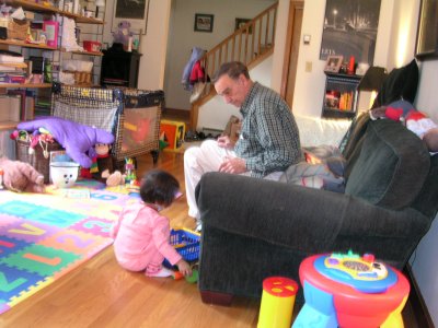 Mia and Grand Pop on Christmas Day 2002