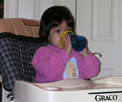 Mia guzzling milk