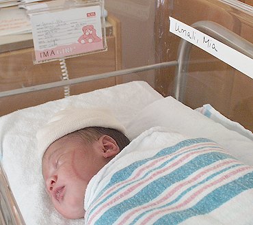 Mia in bassinet at the hospital