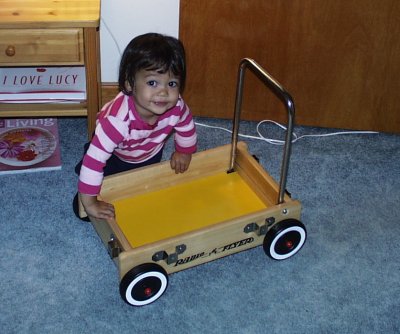 Mia and her Radio Flyer cart