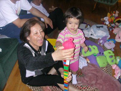 Mia playing with Grand Mom