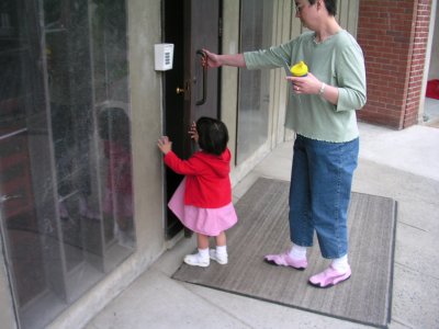 Mia with Mom going to day-care