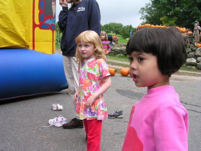 Mia and Isabella at the apple orchard