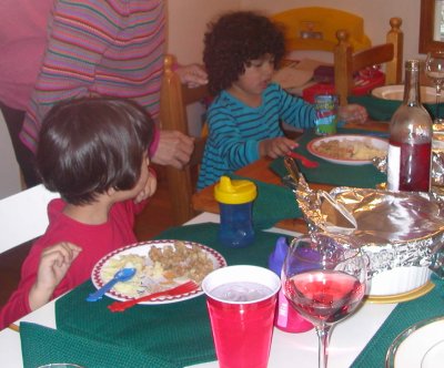 Mia and Marina at the Thanksgiving table