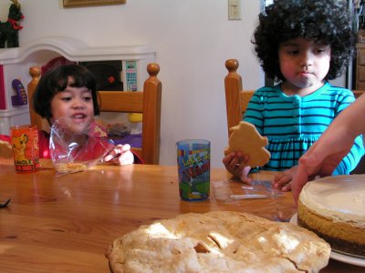 Mia and Marina looking at desserts