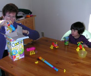 Mia and Grandmom playing with Cooties