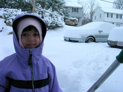 Mia outside in the snow