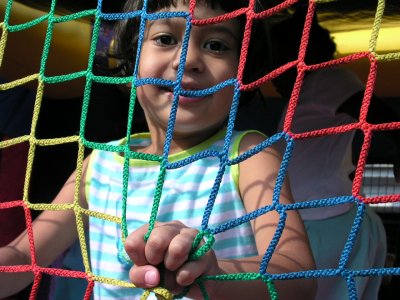 Mia in a bouncing castle