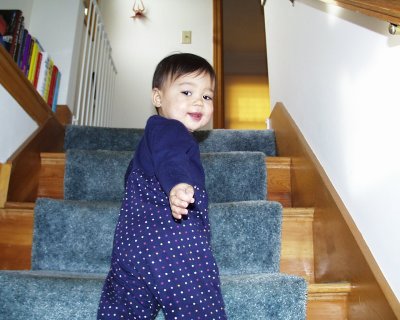 Mia on the stairs