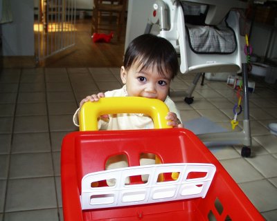 Mia eating her cart