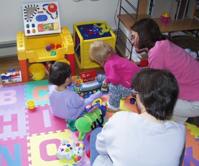 Mia and Isabella playing at party