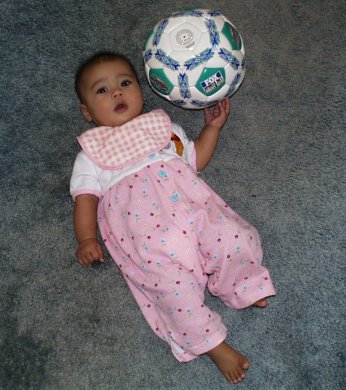 Mia and a soccer ball