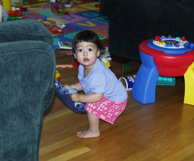 Mia with Mom's slipper