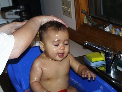 Mia and a bath (closeup)