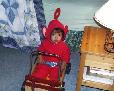 Mia dressed up as Po on Halloween