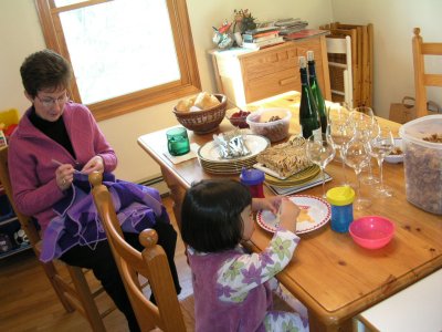 Mia with Grandmom before Thanksgiving dinner